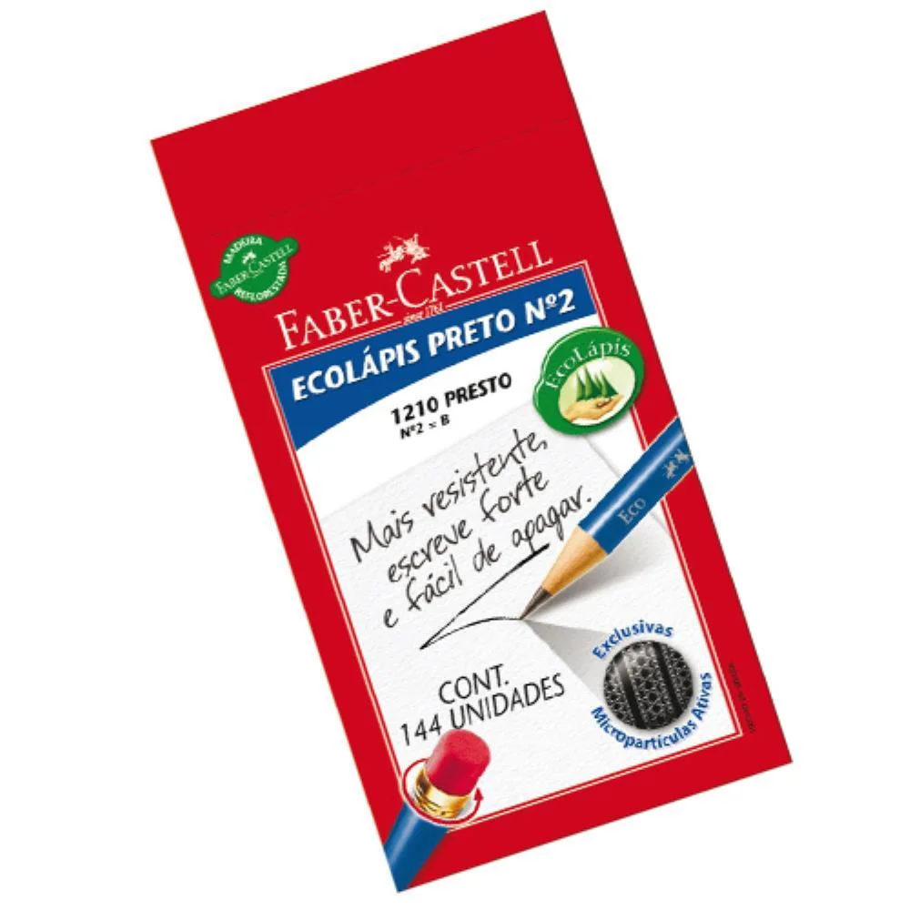Lapis Preto Redondo Ecolapis Presto C/Borracha Faber-Castell (Cx.c/144) - imagem 2