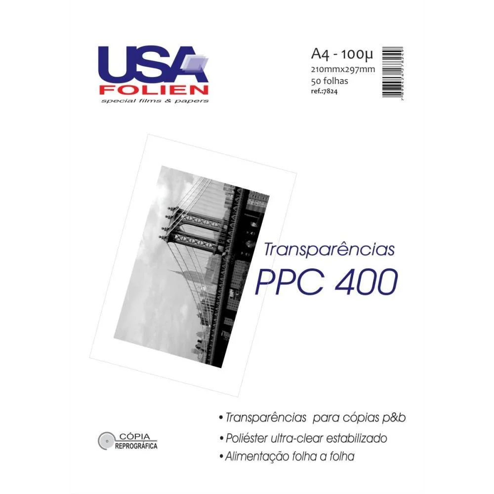 Transparencia Copiadora Preta Ppc400 A4 210X297 S/Tarja 100M Usa Folien (Pct.c/50) - imagem 2