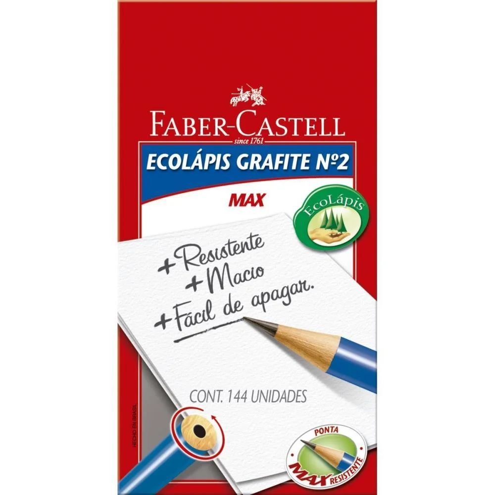 Lapis Preto Redondo Ecolapis Presto S/Borracha Faber-Castell (Cx.c/144) - imagem 2
