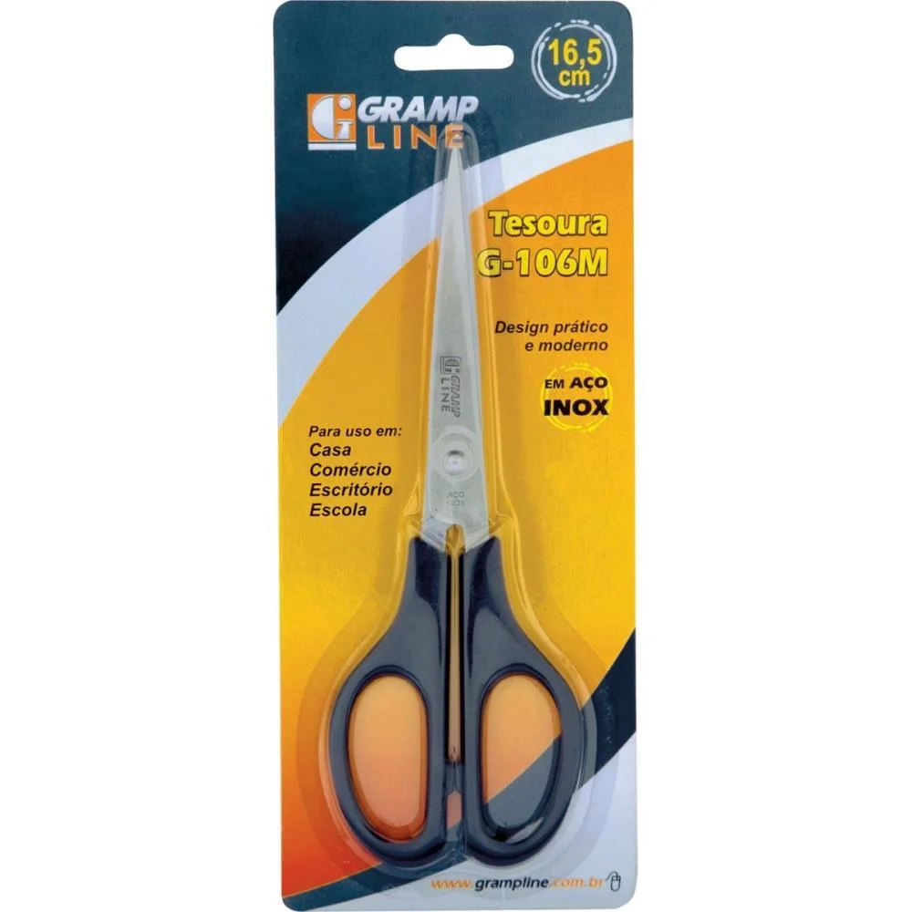Tesoura G-106M Inox Cabo Preto 16,5Cm Gramp Line (Blister) - imagem 3