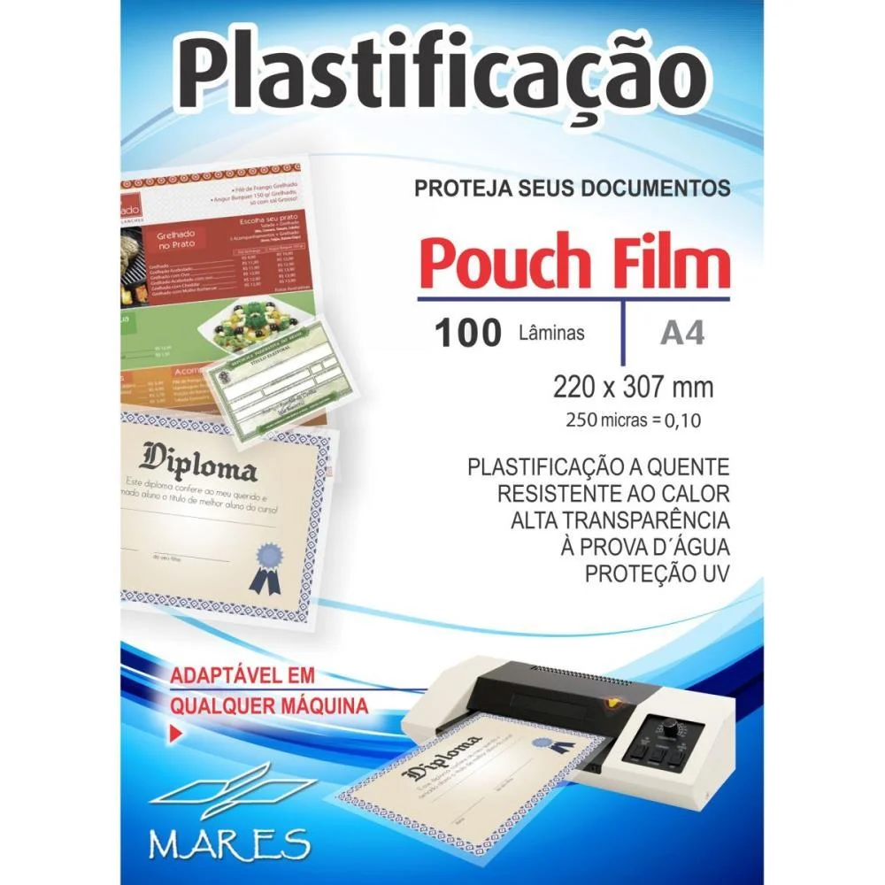 Plastico Para Plastificacao Pouch Film A4 220X307 (0,10) Mares (Conj/100) - imagem 3