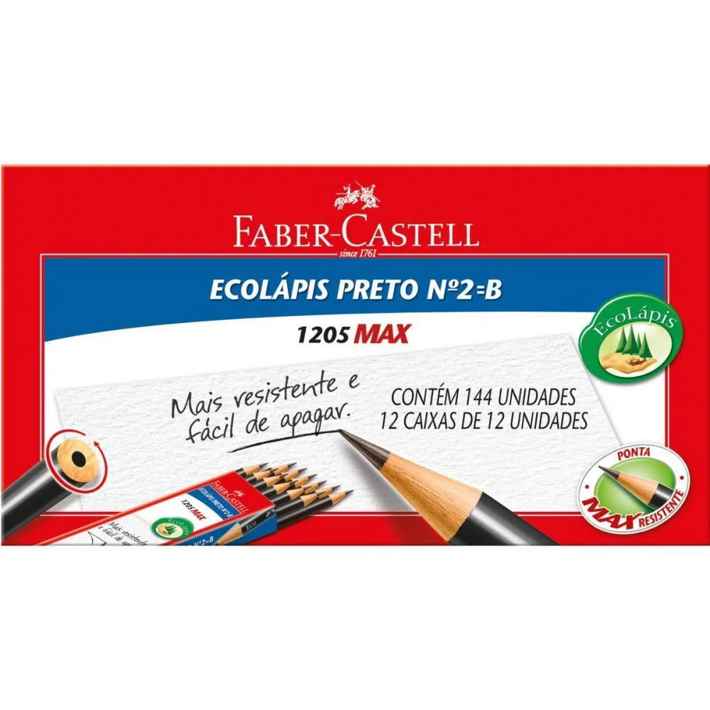 Lapis Preto Redondo Ecolapis 1205 Max N.2 Faber-Castell (Cx/144) - imagem 2