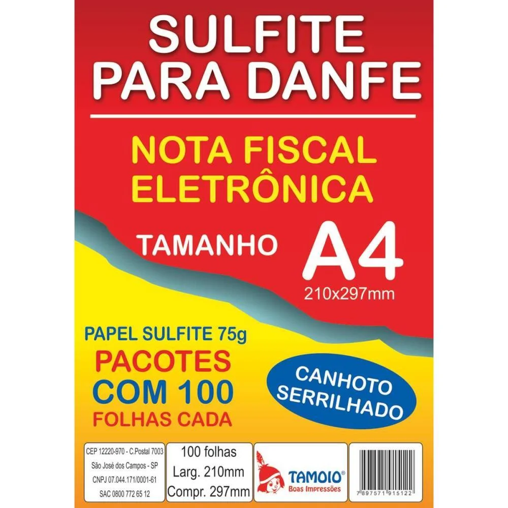 Papel Sulfite A4 Danfe C/Serrilha 25Pctx100Fl Tamoio (Cx.c/2500) - imagem 2