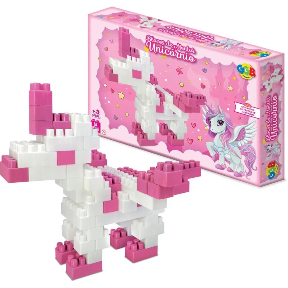 Brinquedo Para Montar Blocos Unicornio Ggb Plast - imagem 3