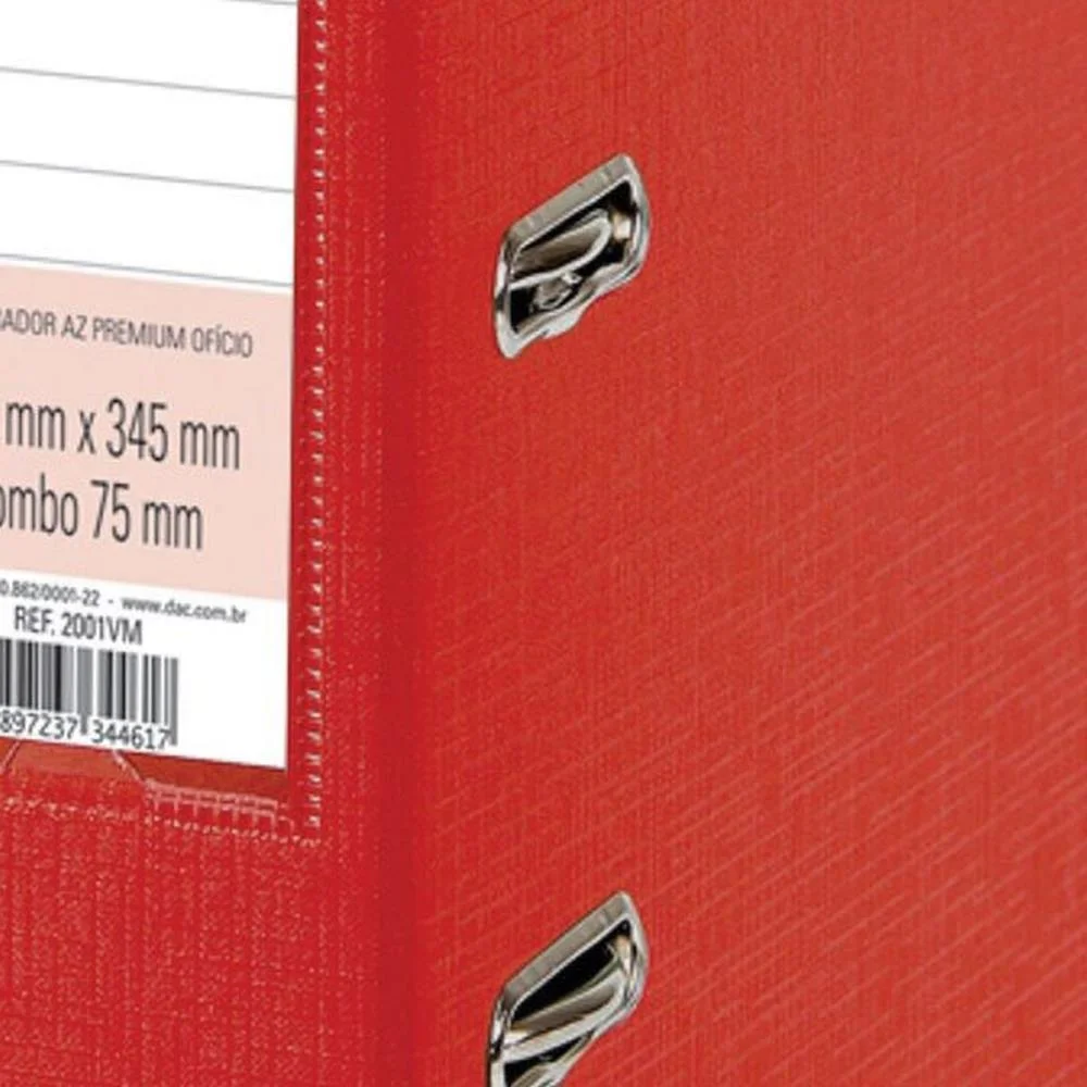 Pasta Registradora Oficio Larga Vermelha Premium Dac - imagem 4