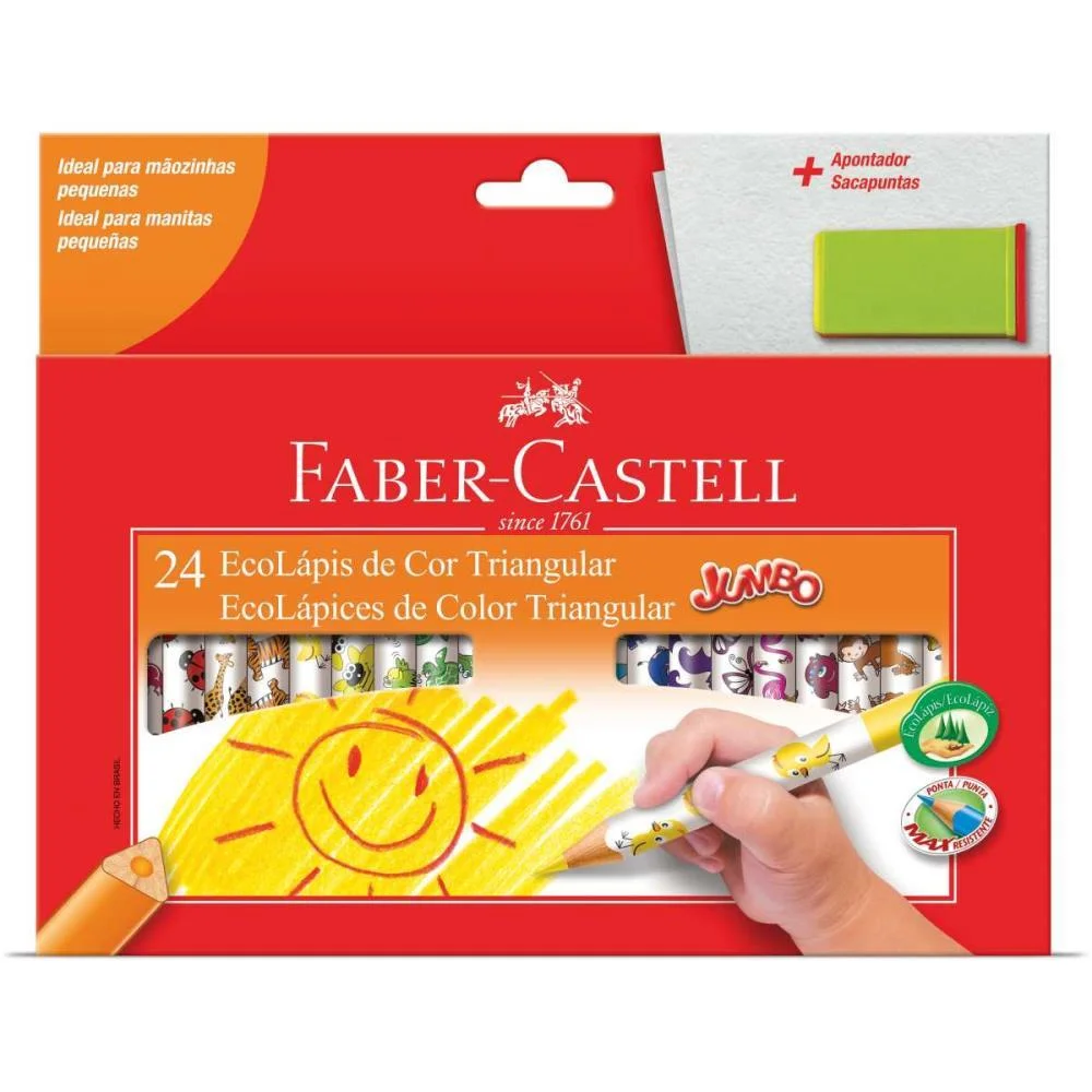 Lapis De Cor Jumbo Ecolapis 24 Cores Decorado Faber-Castell (Pct.c/06) - imagem 2