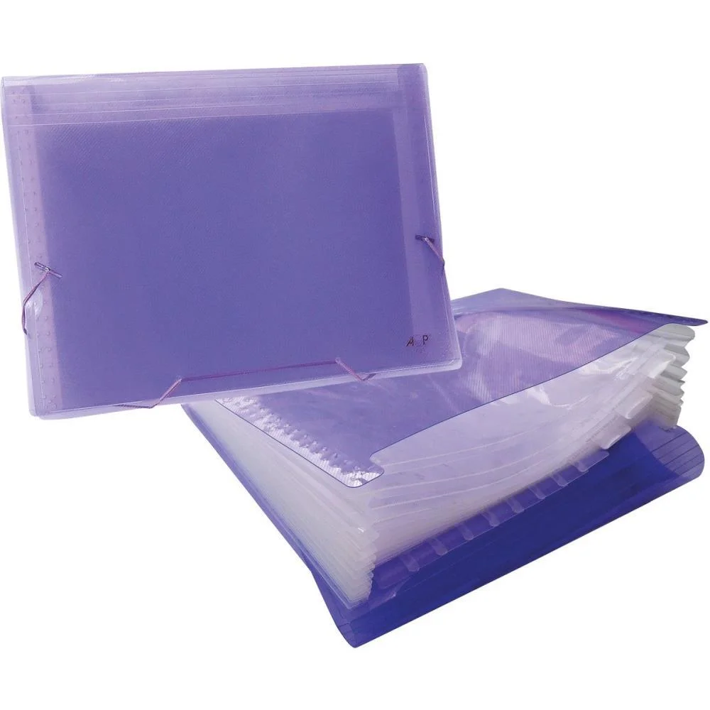 Pasta Sanfonada Plastica A4 12 Divisoes Lilas Acp - imagem 2