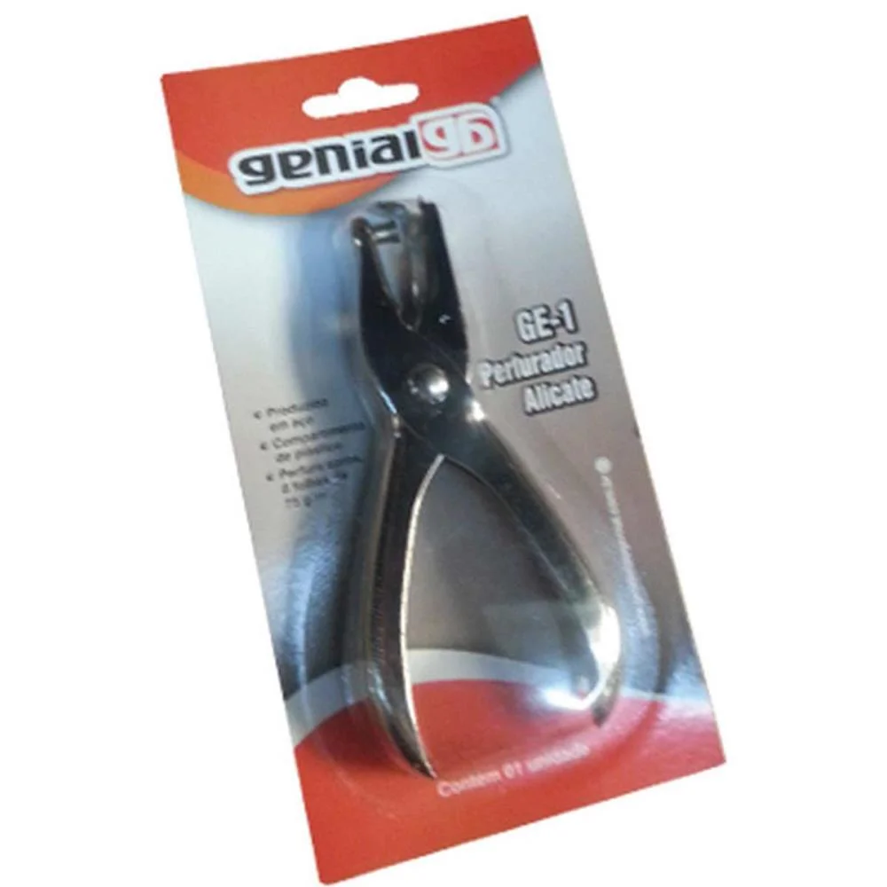 Perfurador De Papel 1 Furo Genial Ge1 P/06 Folhas Gramp Line - imagem 4