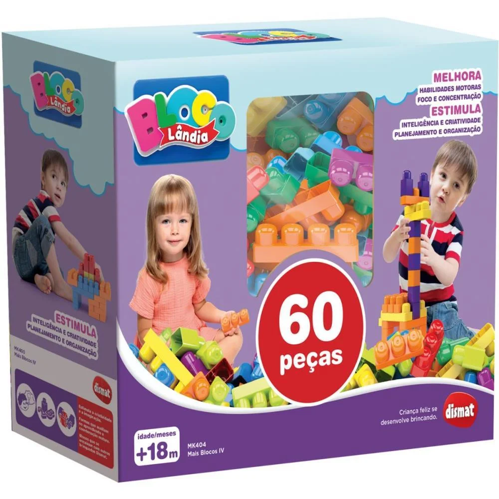 Brinquedo Para Montar Mais Blocos V 60Pcs Dismat - imagem 4