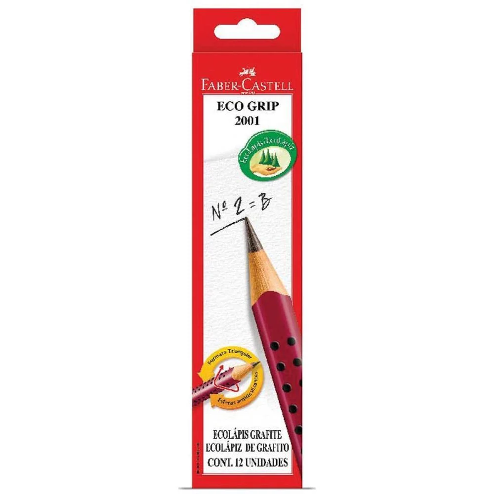 Lapis Preto Triangular Ecolapis Grip 2001 Cereja Faber-Castell (Pct.c/72) - imagem 3