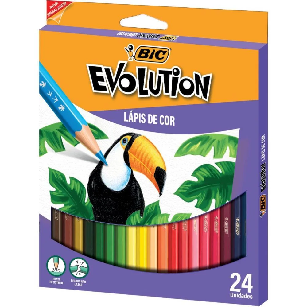 Lapis De Cor Sextavado Evolution 24 Cores Bic (Pct.c/03) - imagem 2