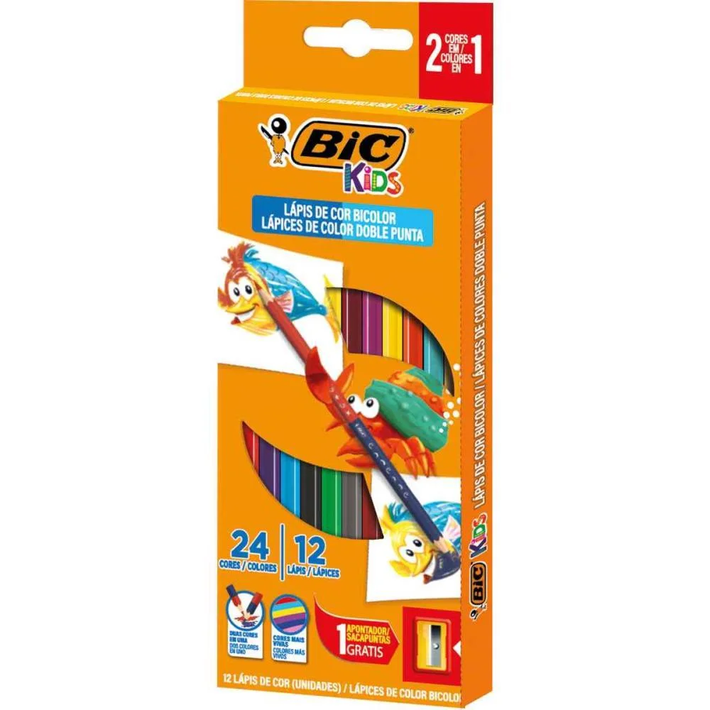 Lapis De Cor Sextavado Bic Bicolor 12 Lapis 24 Cores Bic (Pct.c/06) - imagem 2
