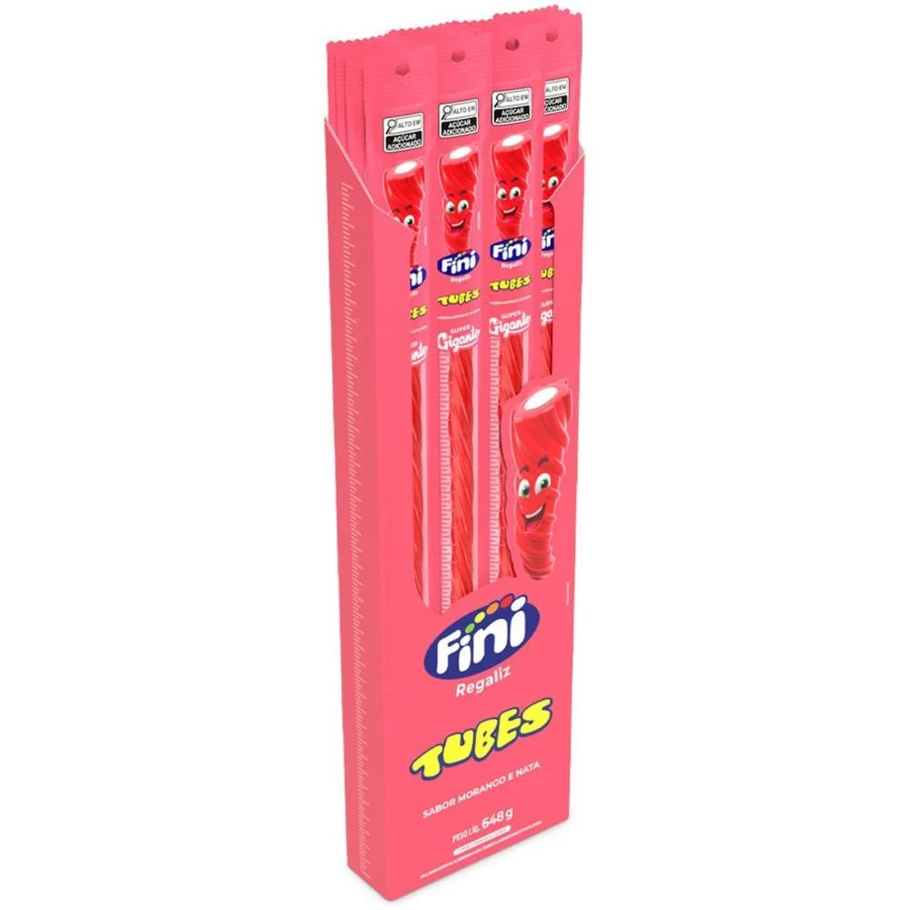 Doce Tubes Morango 27G Gigante Fini C/ 24 Unidades - imagem 3
