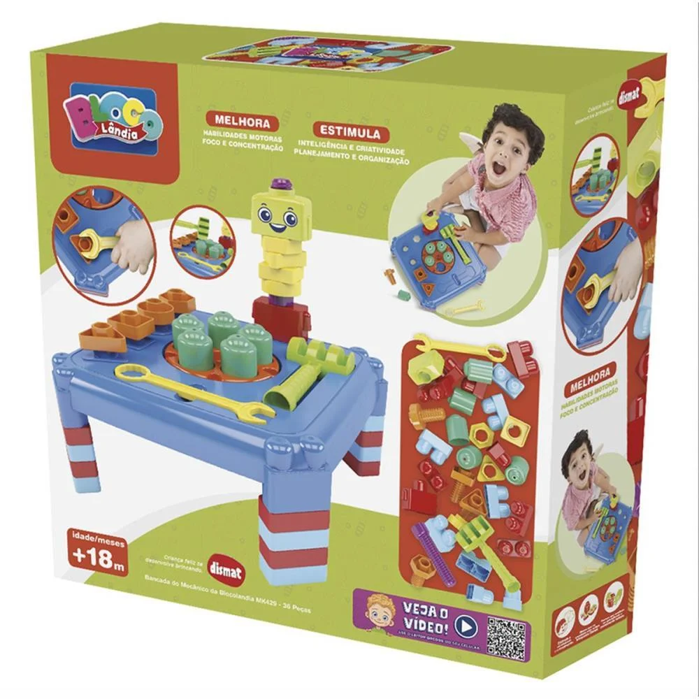 Brinquedo Para Montar Bancada Mecanico 36Pcs Bloco Dismat - imagem 5