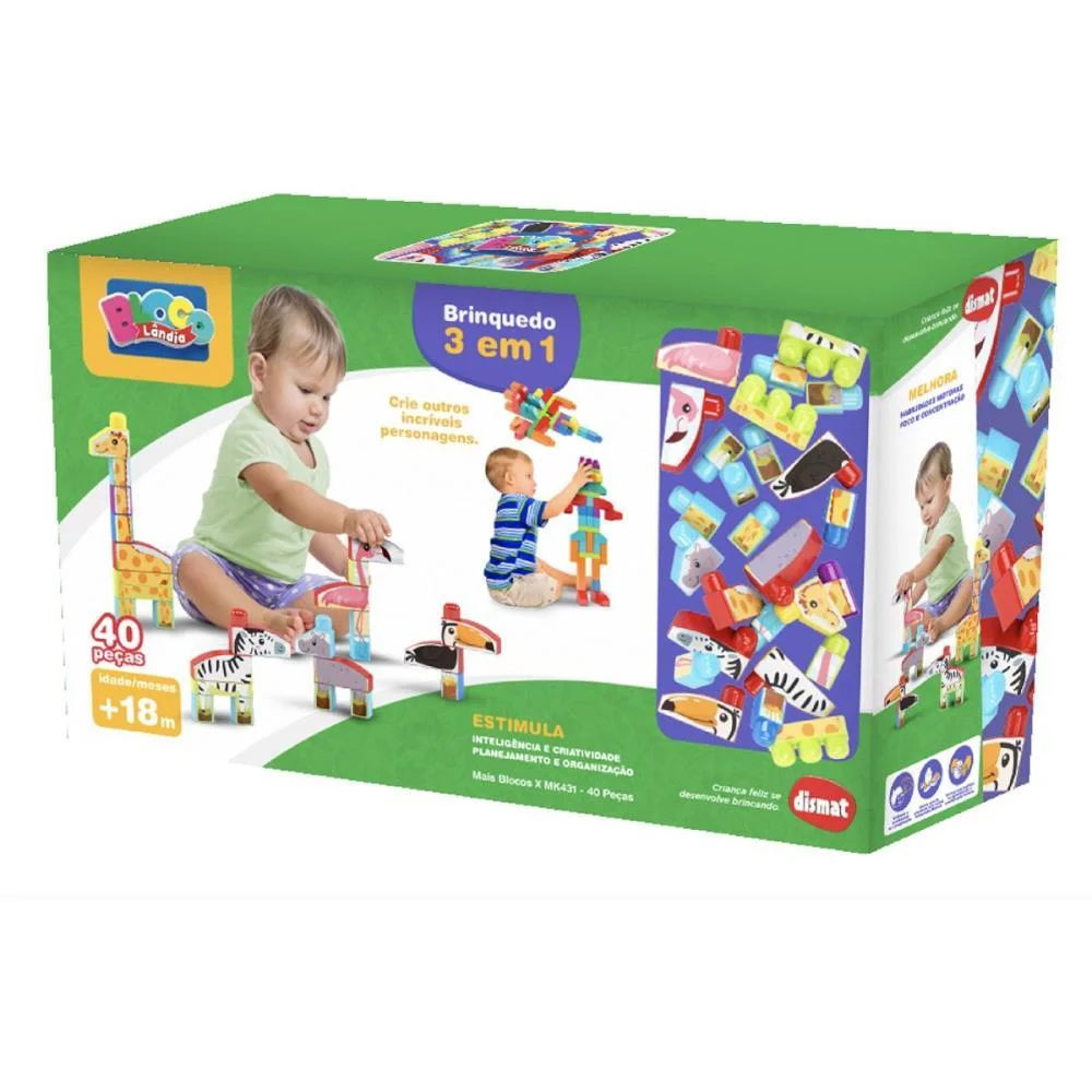 Brinquedo Para Montar Mais Blocos X 3Em1 40Pcs Dismat - imagem 5