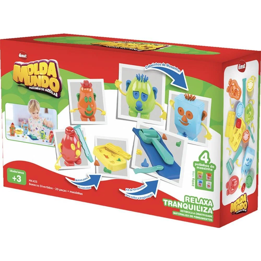 Massa Para Modelar Criativa Bonecos Divertidos Ii 20Pcs Dismat - imagem 5