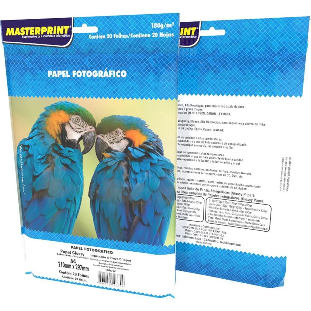 Papel Fotografico Inkjet A4 Glossy 180G Masterprint (Pct.c/20) - imagem 3