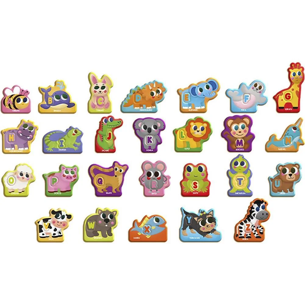 Quebra-Cabeca Madeira Abc Dos Bichos 52Pcs Brinc. De Crianca - imagem 3