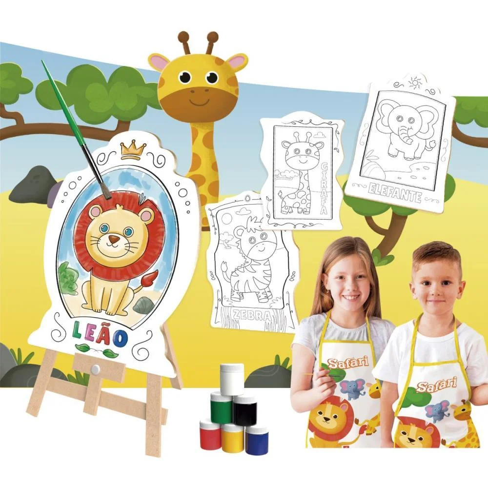 Brinquedo Para Colorir Safari Super Kit C/4 Telas Brinc. De Crianca - imagem 4