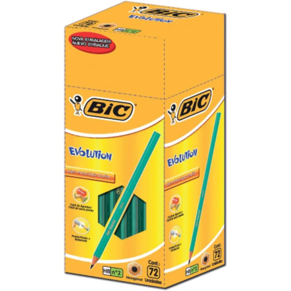 Lapis Preto Sextavado Evolution Preto 2Hb S/Borracha Bic (Cx.c/72) - imagem 2