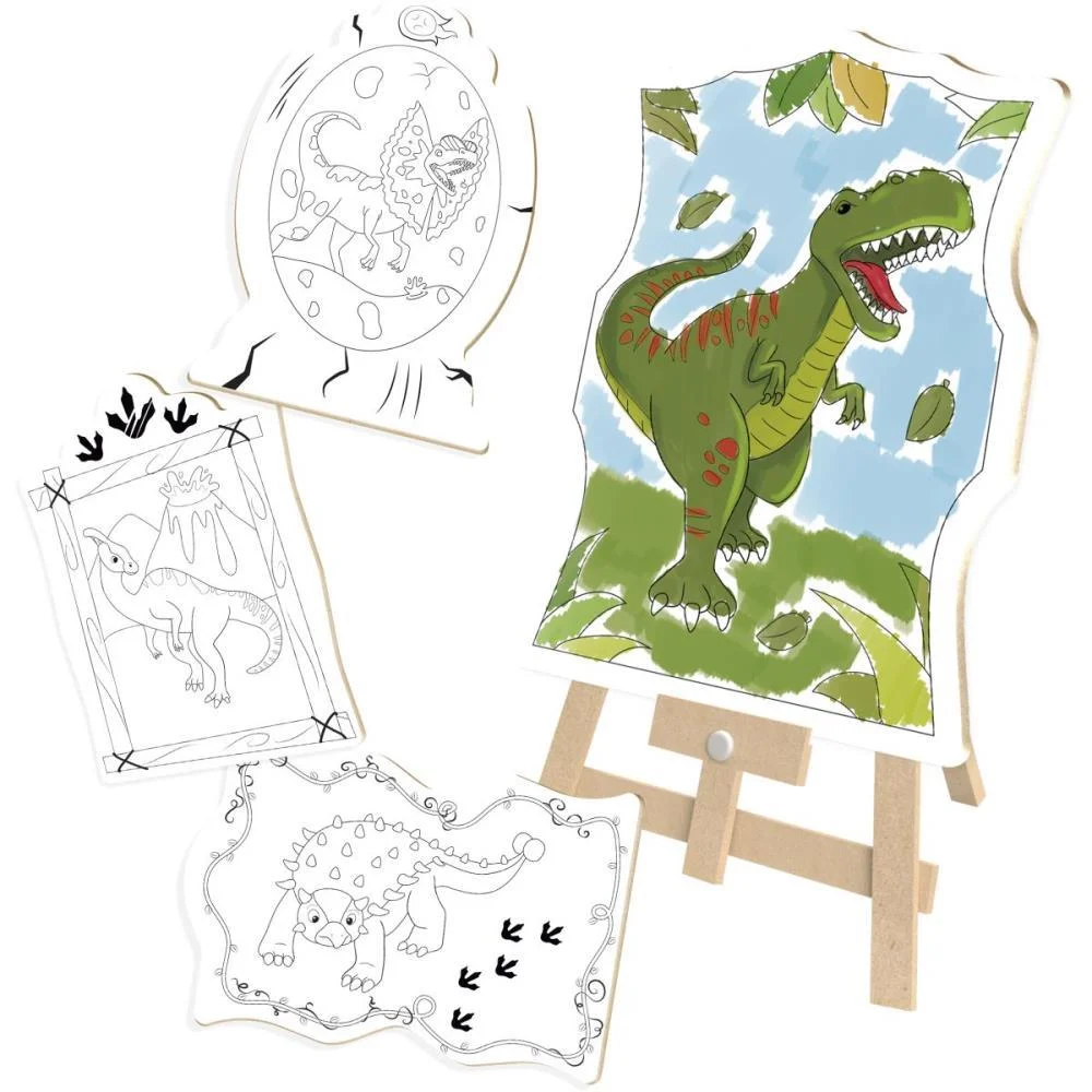 Brinquedo Para Colorir Dinossauro Super Kit C/4 Telas Brinc. De Crianca - imagem 2