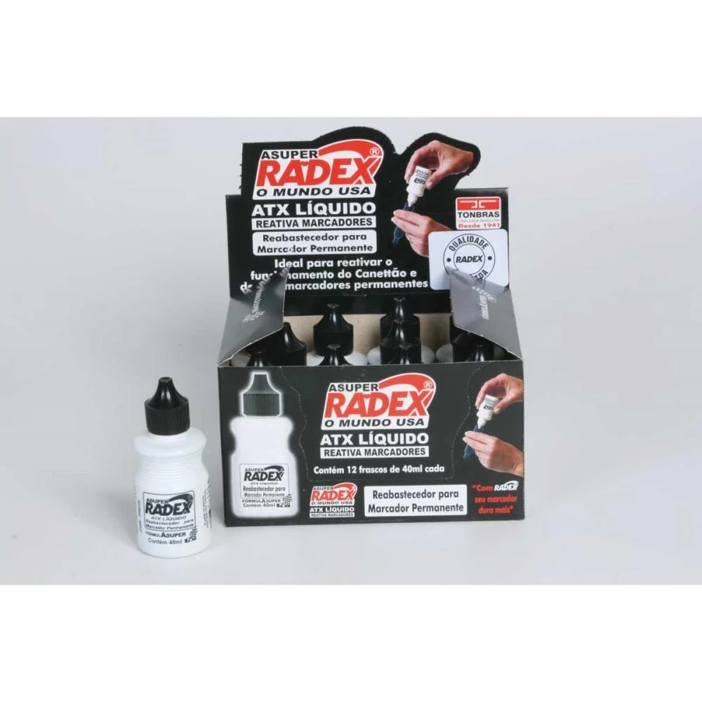 Tinta Marcador Permanente Reabastecedor 40Ml Preto Radex (Cx.c/12) - imagem 2