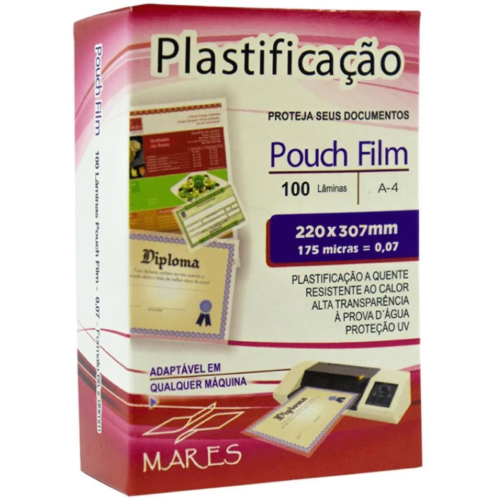 Plastico Para Plastificacao Pouch Film A4 220X307 (0,07) Mares (Conj/100) - imagem 3