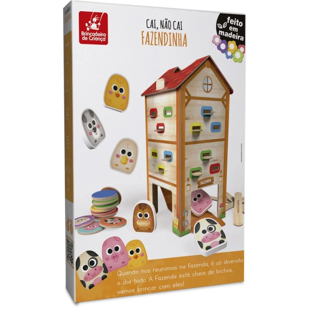 Brinquedo Pedagogico Madeira Fazendinha Cai Nao Cai Brinc. De Crianca - imagem 4
