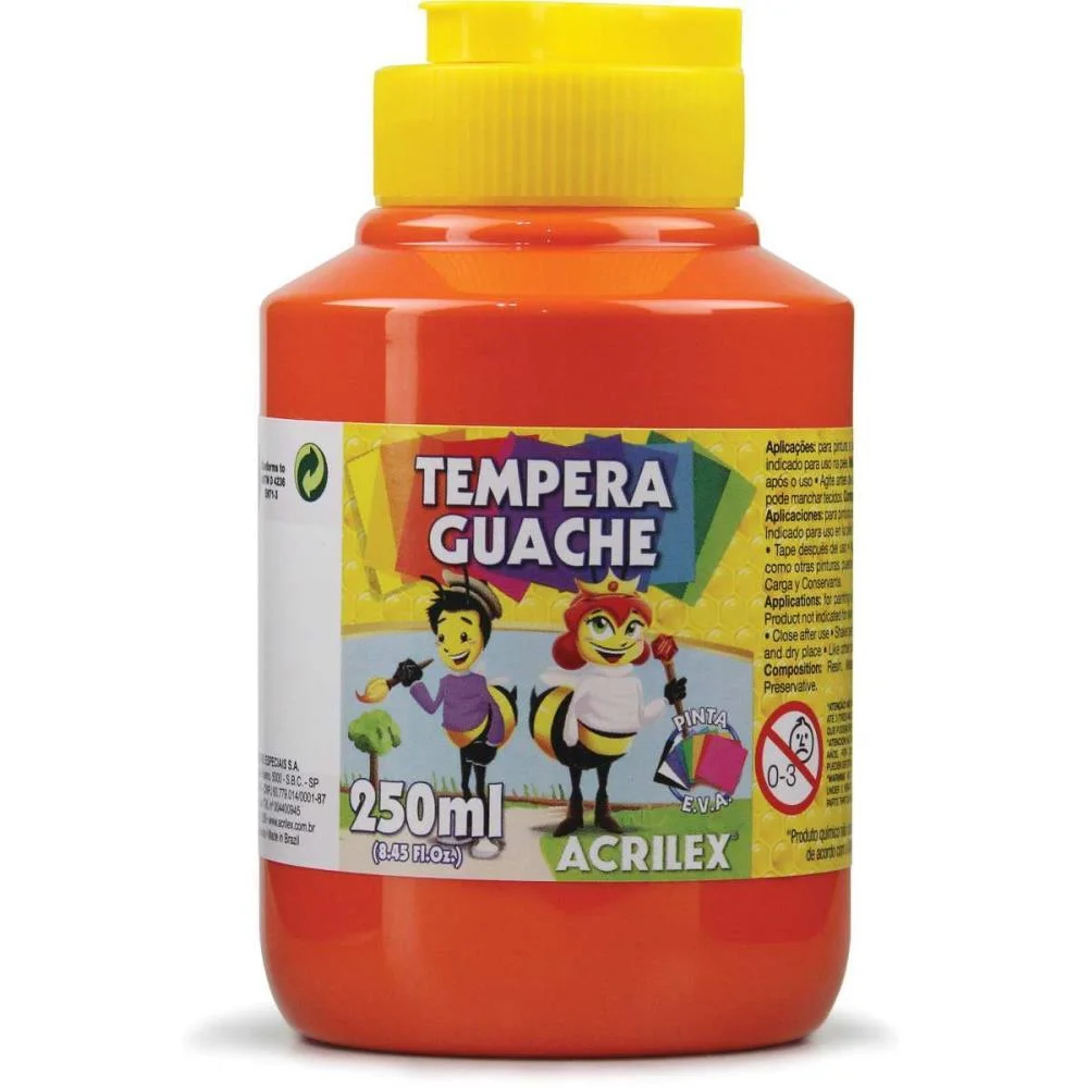 Tinta Guache 250Ml Vermelho Fogo Acrilex (Pct.c/03) - imagem 2