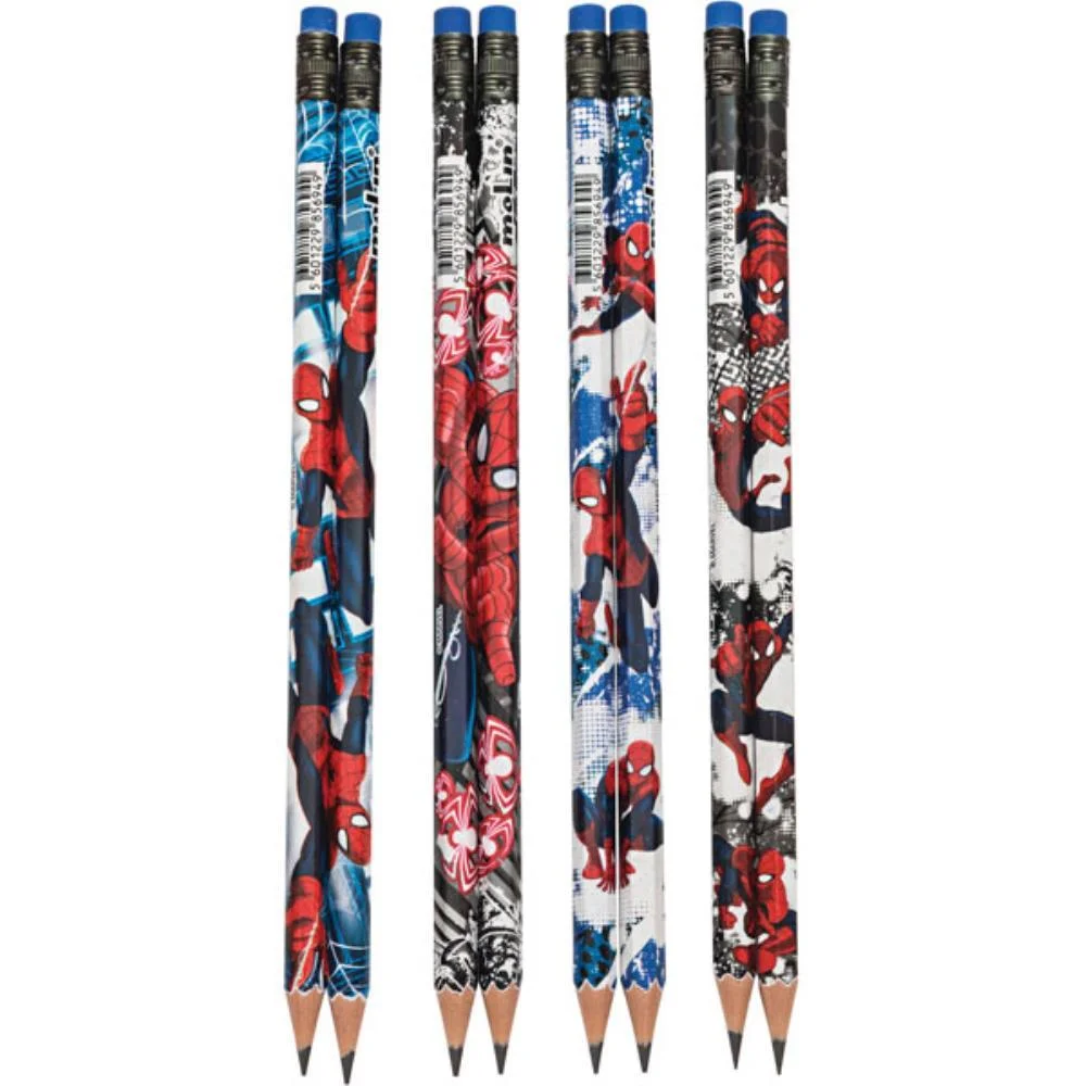 Lapis Preto Sextavado Decorado Spider-Man Hb Nº2 C/Borracha Molin (Pote-48) - imagem 3