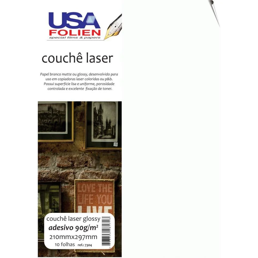 Papel A4 Couche Laser Glossy Adesivo 90G Usa Folien (Pct.c/10) - imagem 3