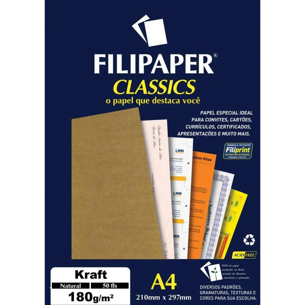 Papel Kraft Folha Kraft Natural A4 180G. Filiperson (Cx.c/50) - imagem 4