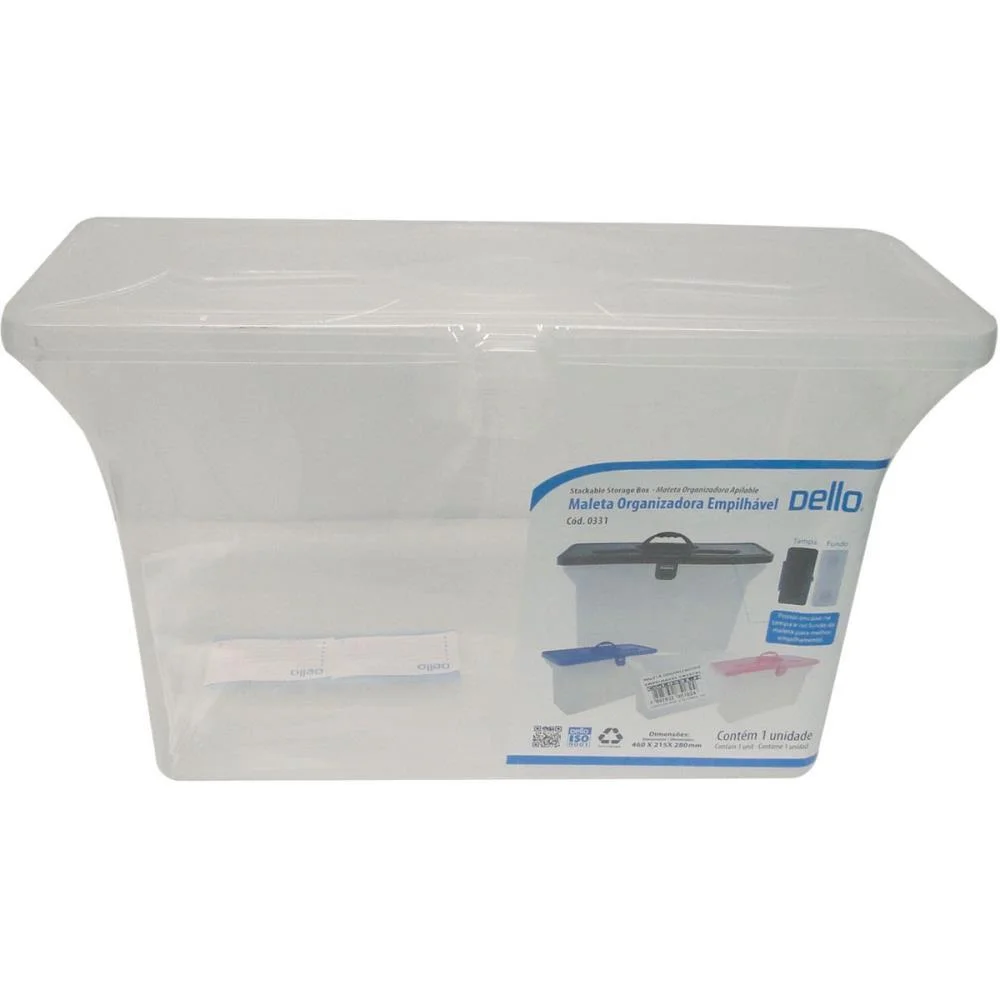 Maleta Plastica Com Alca Organizadora S/Pasta Cristal Dello - imagem 4
