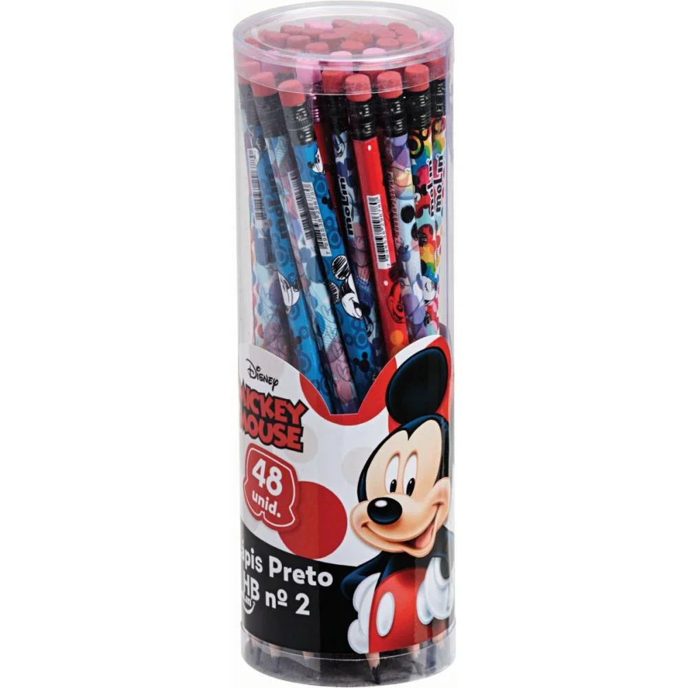 Lapis Preto Sextavado Decorado Mickey Hb Nº2 C/Borracha Molin (Pote-48) - imagem 2