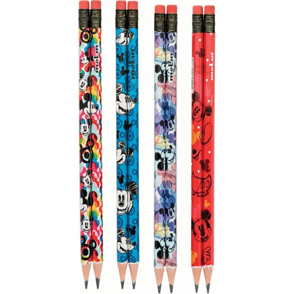 Lapis Preto Sextavado Decorado Mickey Hb Nº2 C/Borracha Molin (Pote-48) - imagem 4