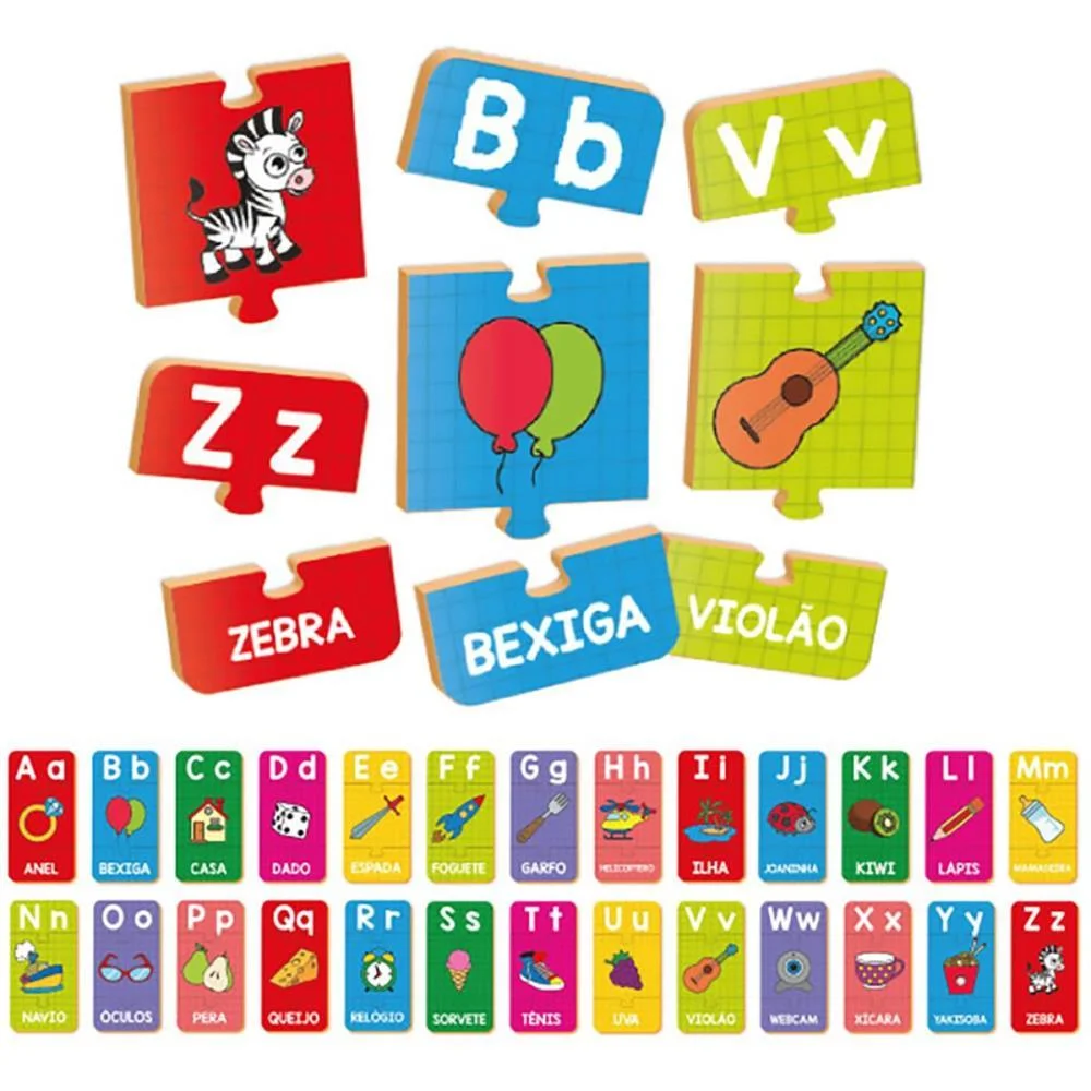 Quebra-Cabeca Madeira Letras Do A Ao Z 78Pcs Brinc. De Crianca - imagem 3