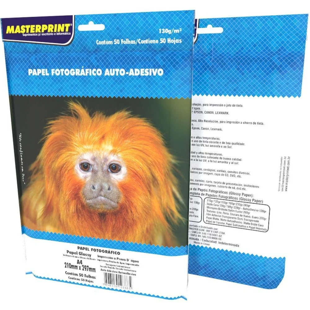 Papel Fotografico Inkjet A4 Glossy Adesivo 130G Masterprint (Pct.c/50) - imagem 3