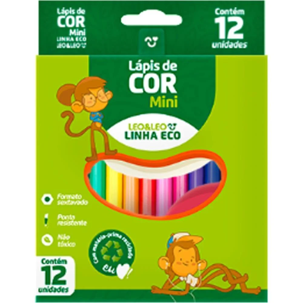 Lapis De Cor Sextavado Leo E Leo Eco Mini 12 Cores Leonora (Pct.c/12) - imagem 3