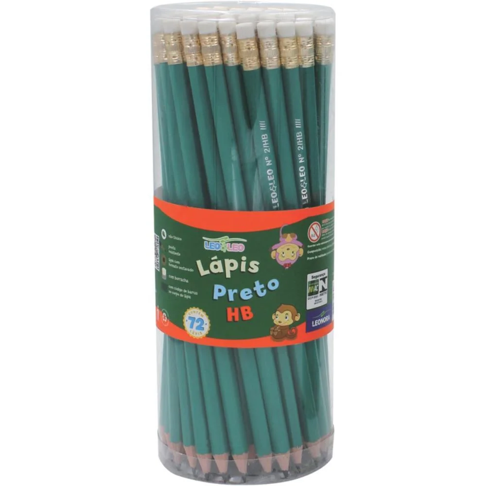 Lapis Preto Sextavado Leo E Leo Verde Hb Borracha Leonora (Pote-72) - imagem 2
