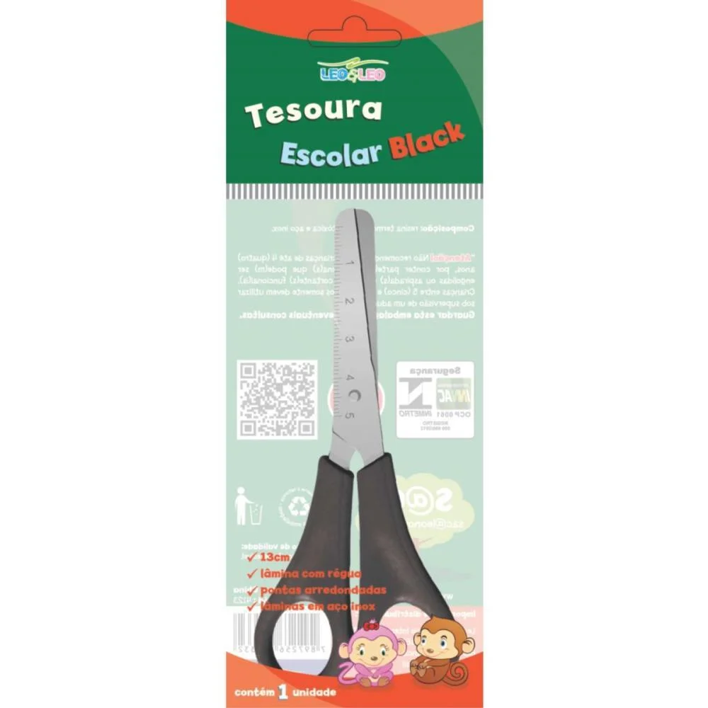 Tesoura Escolar Preta 13Cm Leonora C/ 24 Unidades - imagem 4