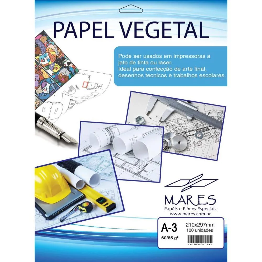 Papel Vegetal A3 60/65G. 297X420Mm Mares (Cx.c/100) - imagem 2
