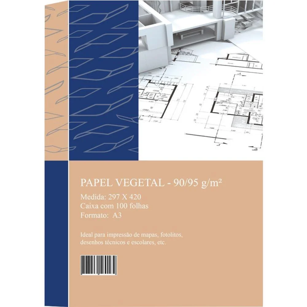 Papel Vegetal A3 90/95G. 297X420Mm Mares (Cx.c/100) - imagem 2