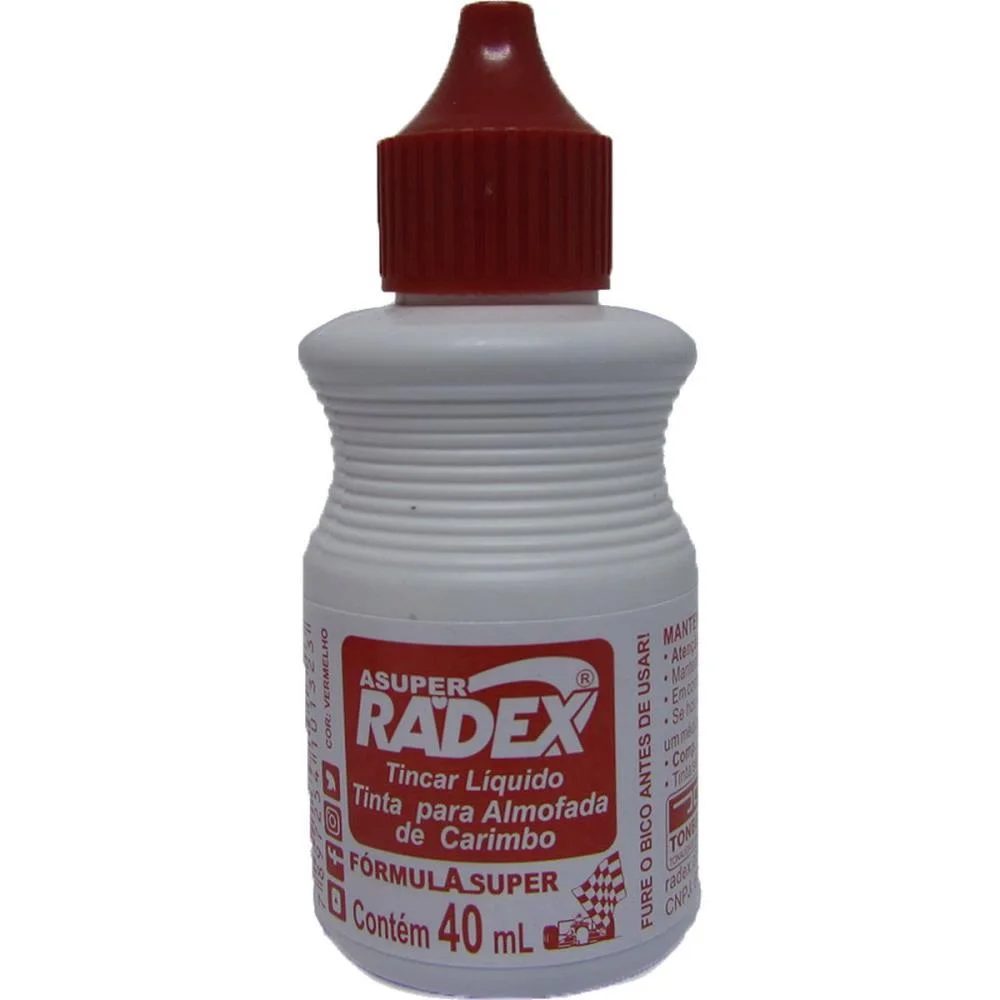 Tinta Para Carimbo 40Ml Vermelha Radex (Cx.c/12) - imagem 3
