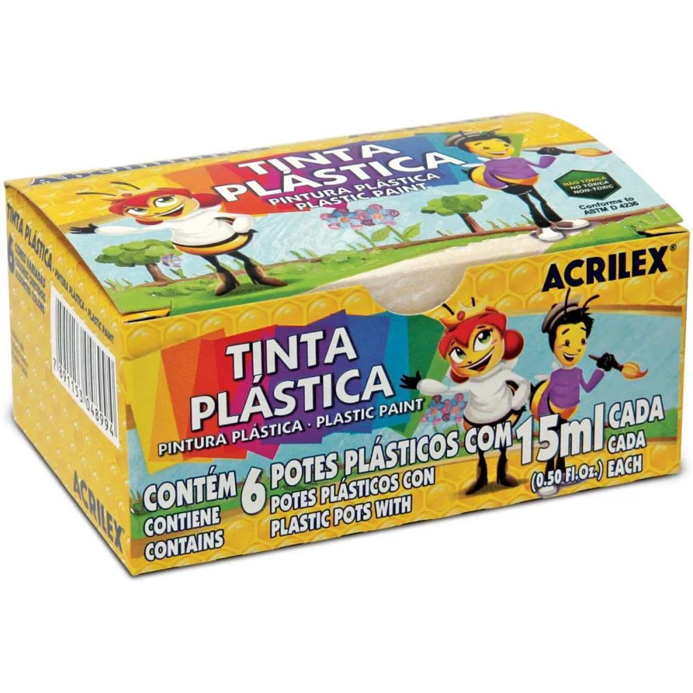 Tinta Plastica 06 Cores 15Ml Acrilex (Pct.c/12) - imagem 2