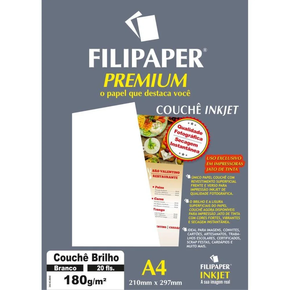 Papel A4 Couche Premium Branco 180G. Filiperson (Cx.c/20) - imagem 2