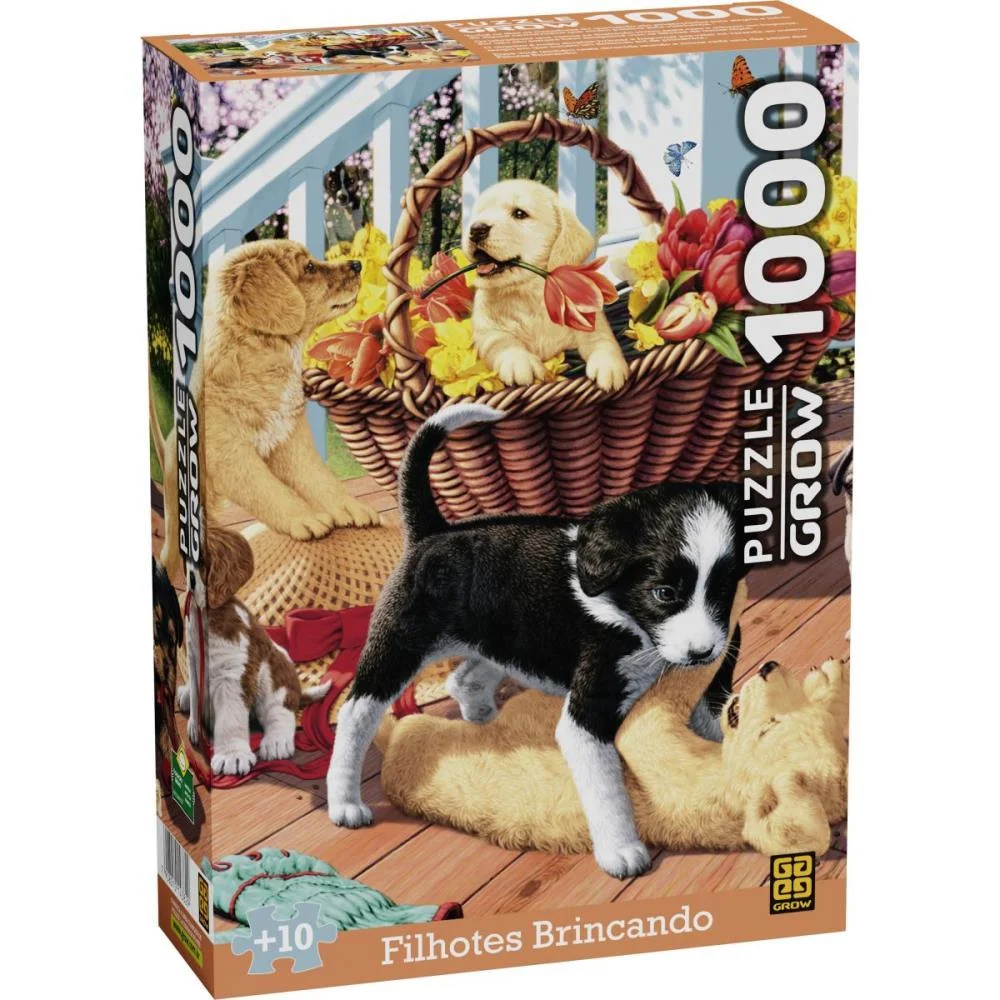 Quebra-Cabeca Cartonado Filhotes Brincando 1000Pcs Grow - imagem 6