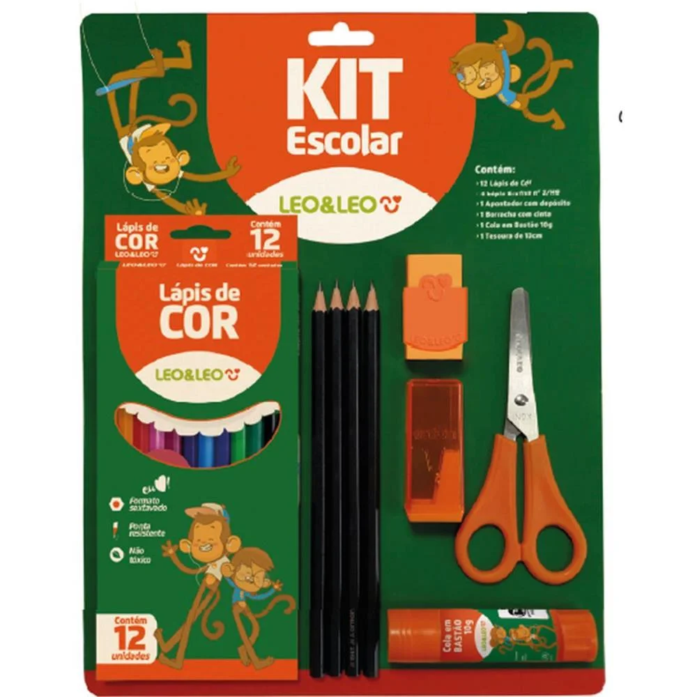 Kit Escolar Leo E Leo 12 Lapis Cor + 8 Pcs Leonora (Cx.c/06) - imagem 2