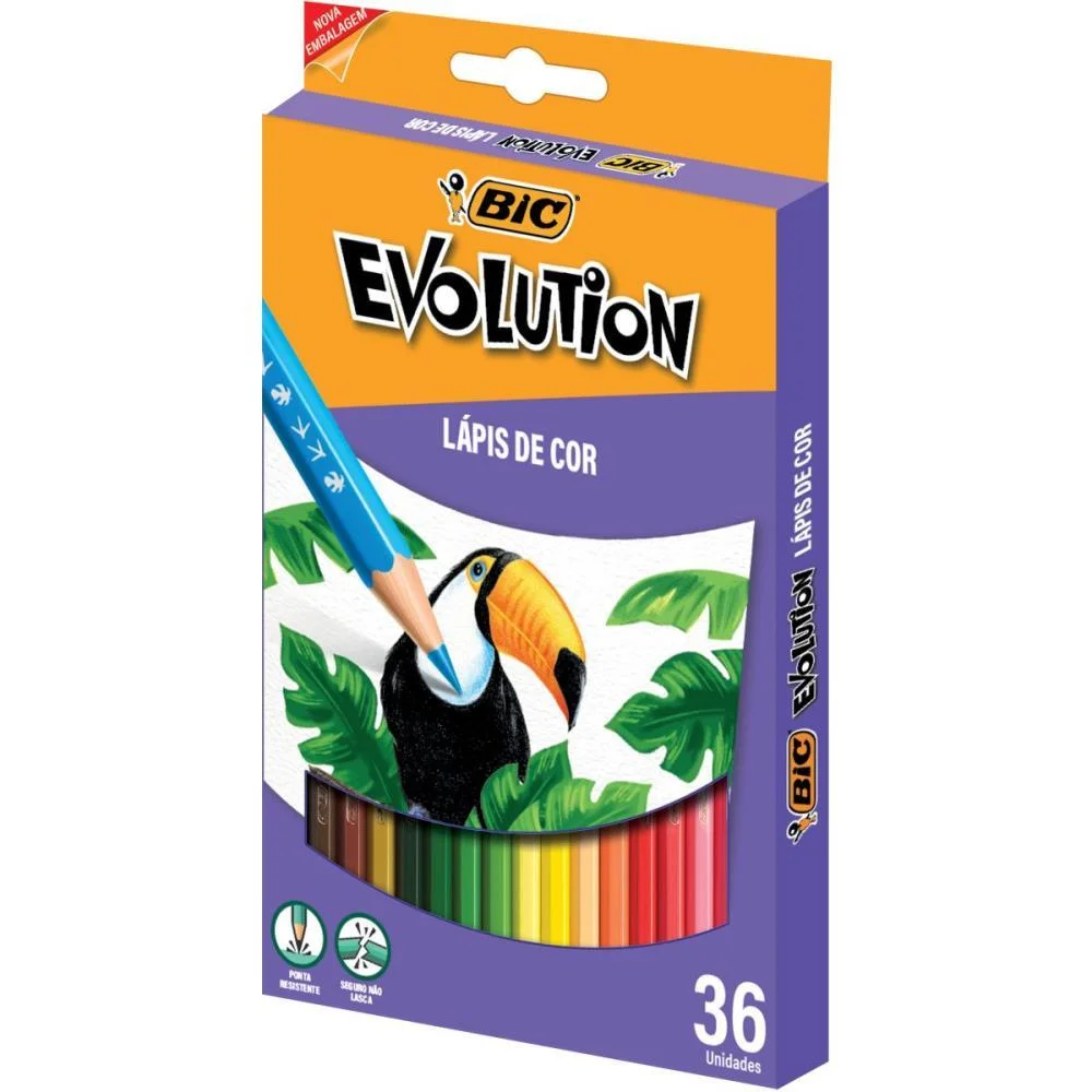 Lapis De Cor Sextavado Evolution 36 Cores Bic (Pct.c/03) - imagem 3