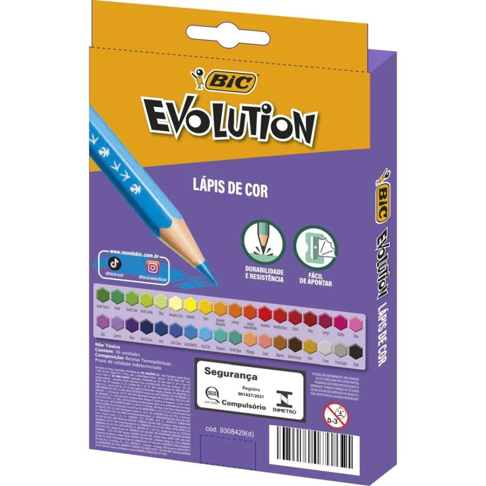 Lapis De Cor Sextavado Evolution 36 Cores Bic (Pct.c/03) - imagem 5