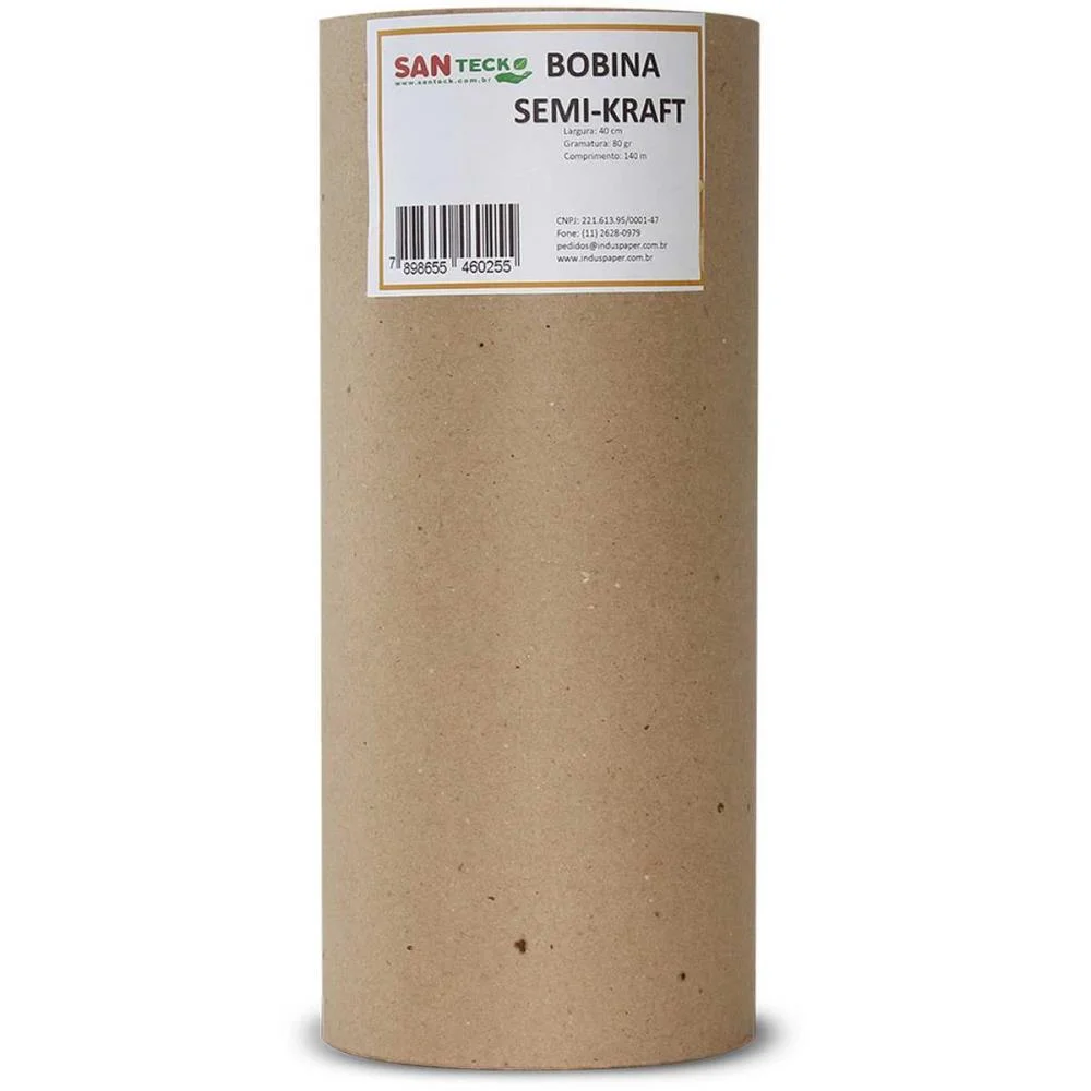 Papel Semi Kraft Bobina 40Cmx200M. 60Grs. Santeck (Bobina) - imagem 5